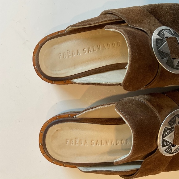 FREDA SALVADOR  Keen Bolo Suede Mules Brown Size 6.5 - Picture 9 of 9